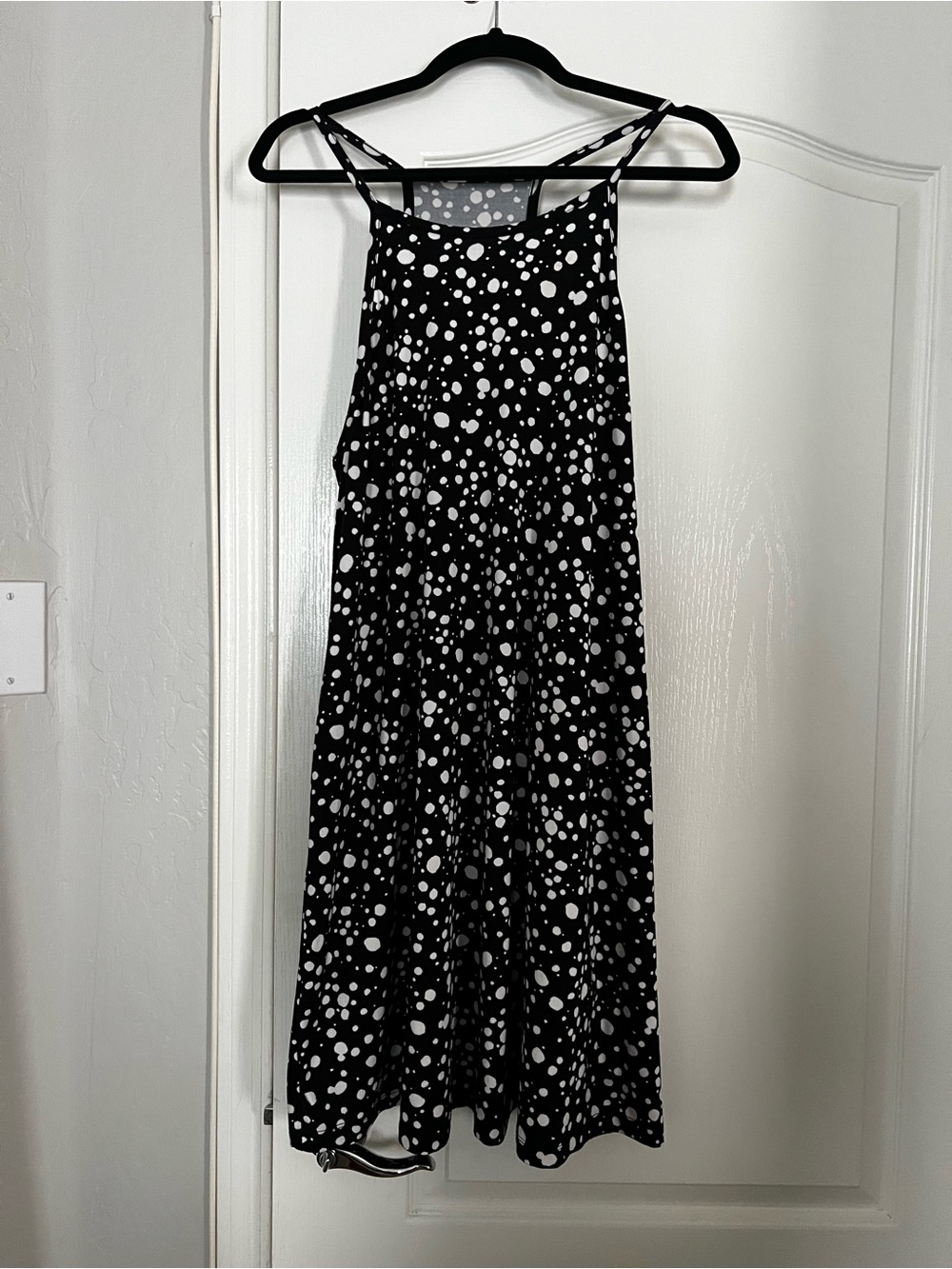 Black & White Polka Dot Maxi Dress - Strappy Halter